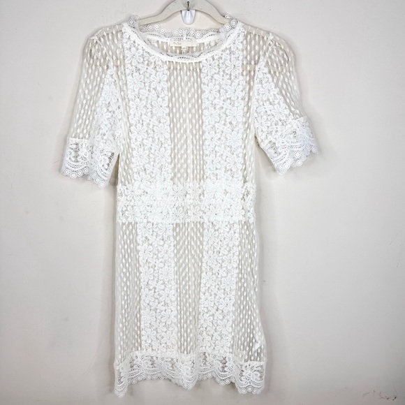 Maje NWOT Revanta White Lace Dress SZ 2 Daisy Short Mini - Picture 7 of 16